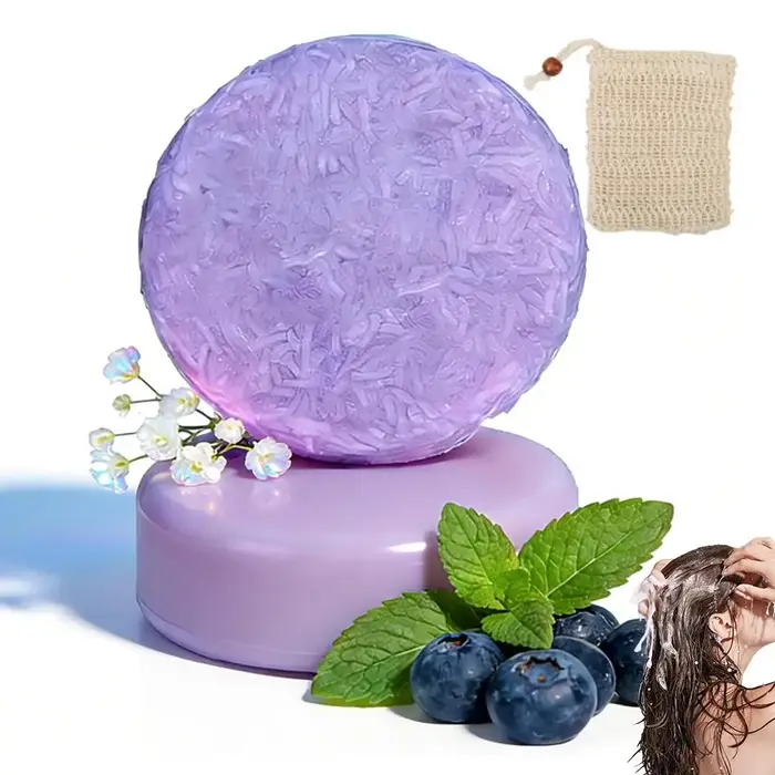 Pack Shampoing et Après-Shampoing Solides à la Myrtille pour Cheveux Fins et Frisés