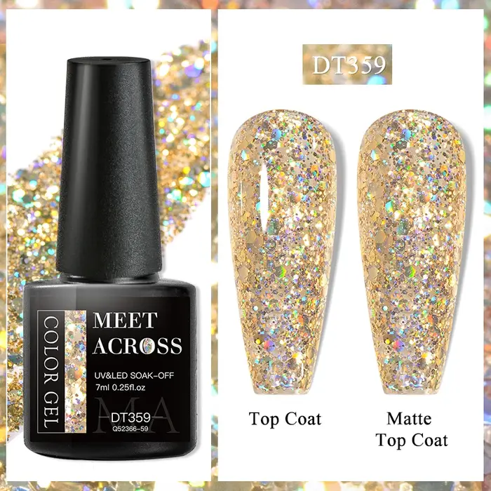 MEET ACROSS 7ml vernis à ongles à paillettes scintillantes Semi Permanent rouge argent réfléchissant Gel d'art d'ongle