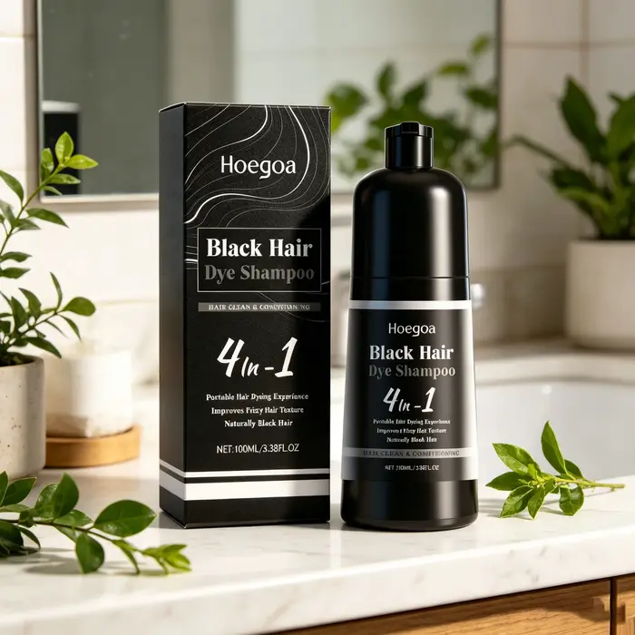 Shampoo colorant capillaire noir Hoegoa