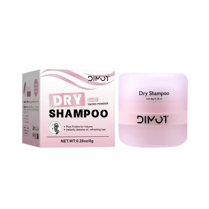 DIMOT Shampoing sec aux protéines de riz de taille voyage 8 g – rafraîchit les cheveux en déplacemen