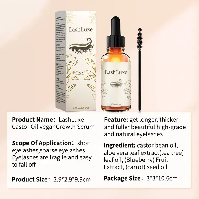 Sérum d'extension de cils à l'huile de ricin, 30ml, rehausseur naturel pour cils plus longs, plus ép