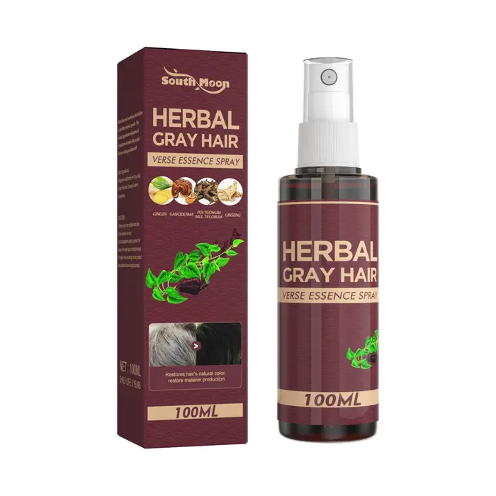 Sérum de soin des cheveux à base de plantes, spray assombrissant, anti-cheveux blancs, cheveux noirc