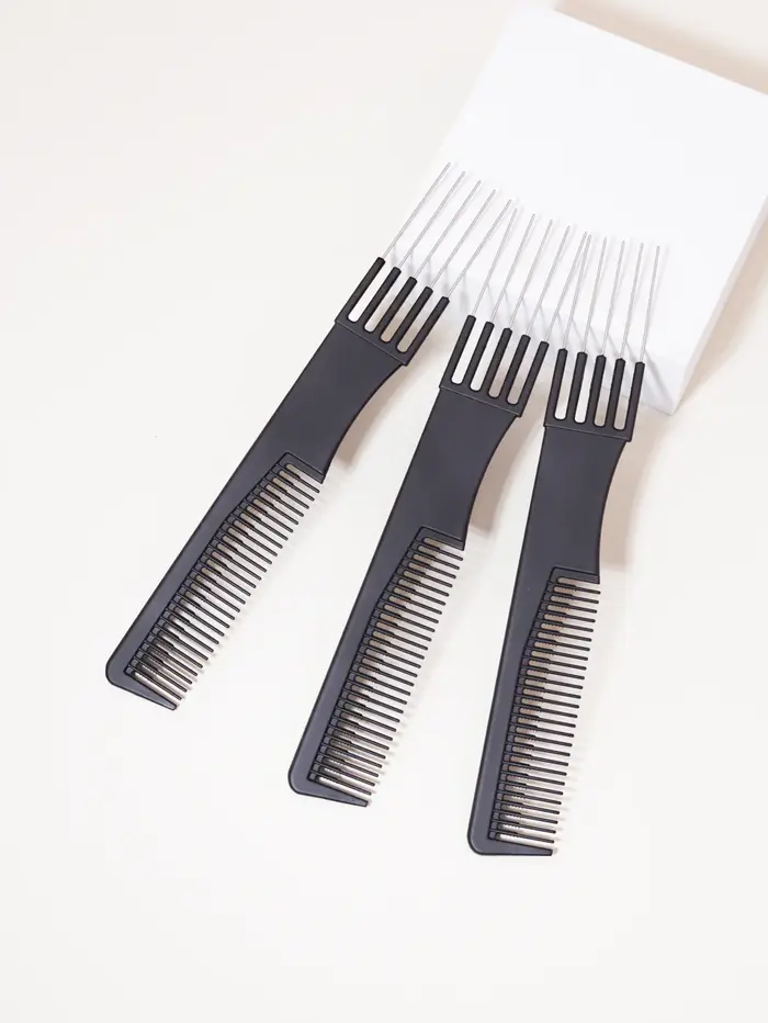 Peignes professionnels pour teinture de cheveux, 3 pièces, avec design double face en métal et acier