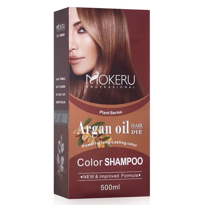 Mokeru 500ml huile d'argan Essence naturel longue durée brun foncé Permanent teinture pour cheveux gris femmes