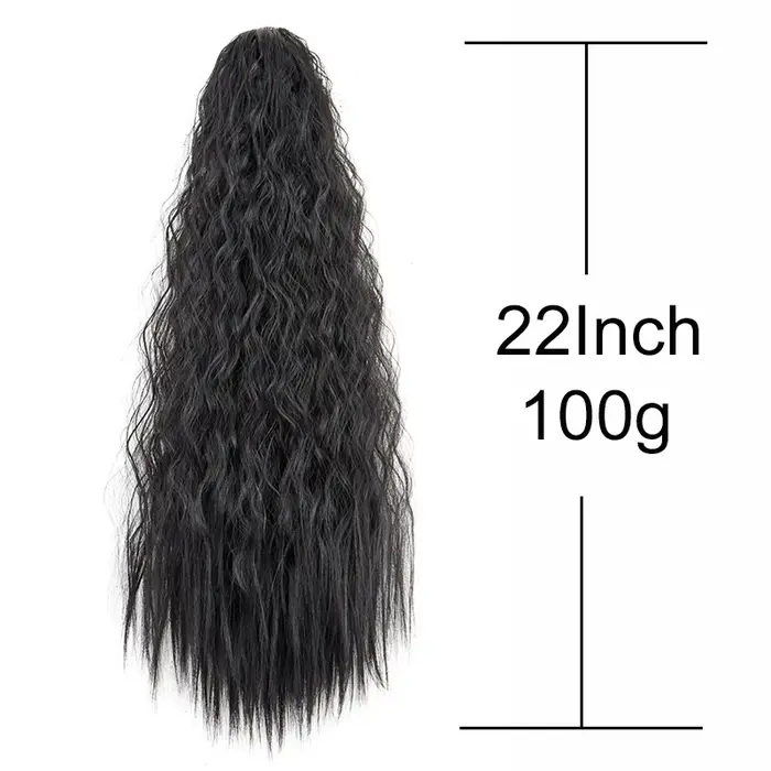 22 pouces synthétique longue crépus bouclés queue de cheval Extension de cheveux cordon enveloppé pi