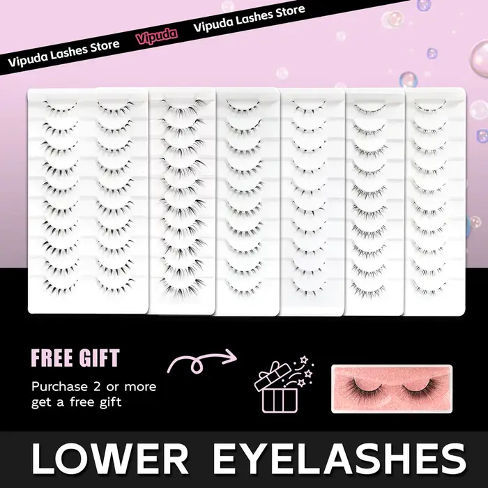 10 paires de cils inférieurs Pack sous les cils cils inférieurs doux 100% bande transparente faite à