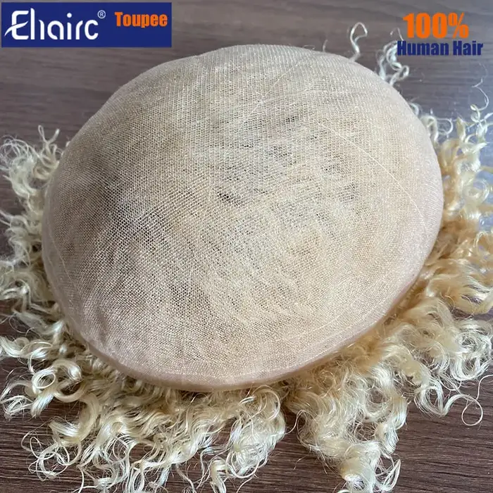 Blond 613 Afro pleine dentelle toupet perruques pour hommes noirs 6