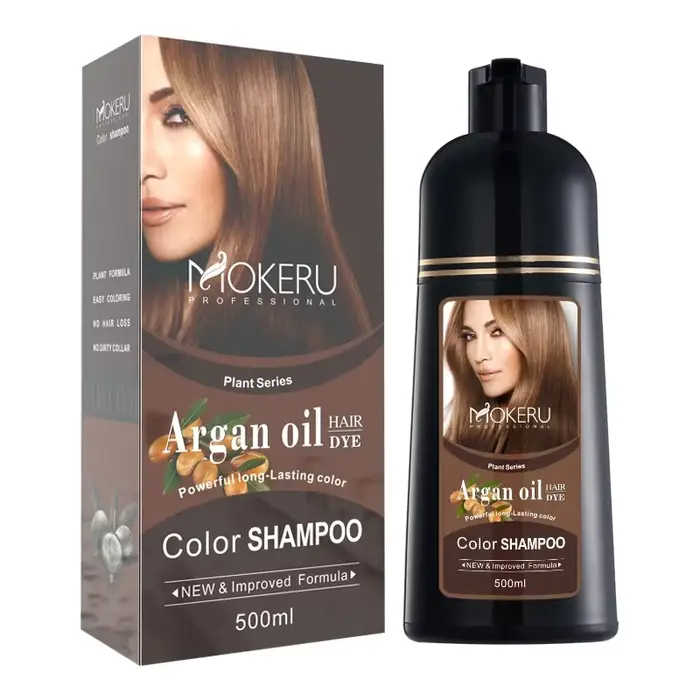 Mokeru Shampooing Colorant Permanent Naturel Bio pour Cheveux Bruns