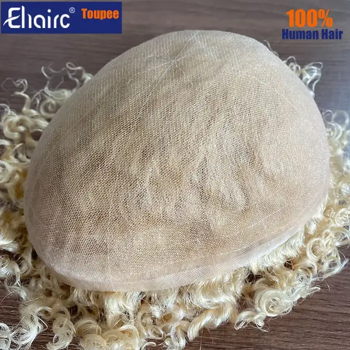 Blond 613 Afro pleine dentelle toupet perruques pour hommes noirs 6