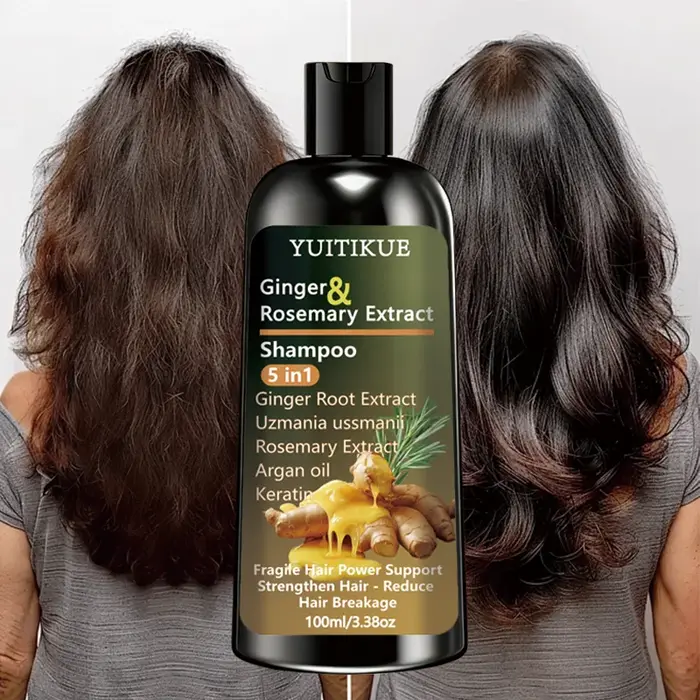 Shampoo à l'extrait de gingembre et de romarin YUITIKUE 5-en-1 : Nourrit intensément