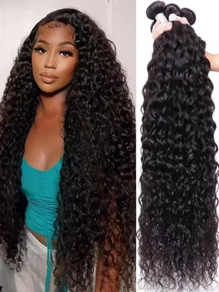 Extensions de Cheveux Humains Ondulés Profonds, 38 Pouces, Cheveux Brésiliens Vierges Non Traités, D