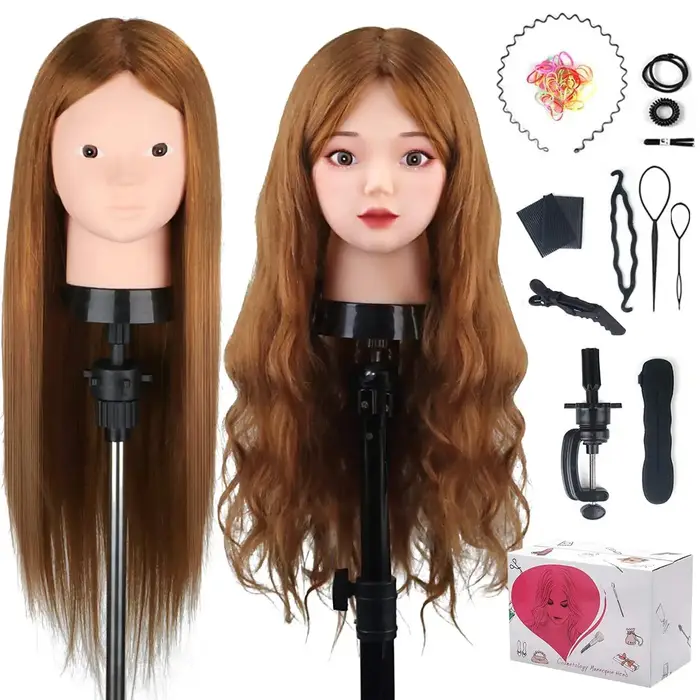 80% vrais cheveux poupée tête pour coiffures Mannequin