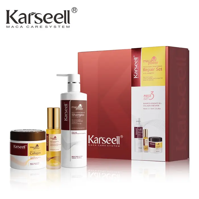 Karseell 3 pièces ensemble masque capillaire au collagène + Argan Oi + shampoing