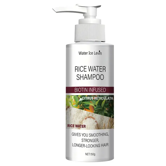 Shampoing à l'Eau de Riz à la Biotine et Kératine - Lissage et Renforcement, Fraîcheur Citronnée, Ch