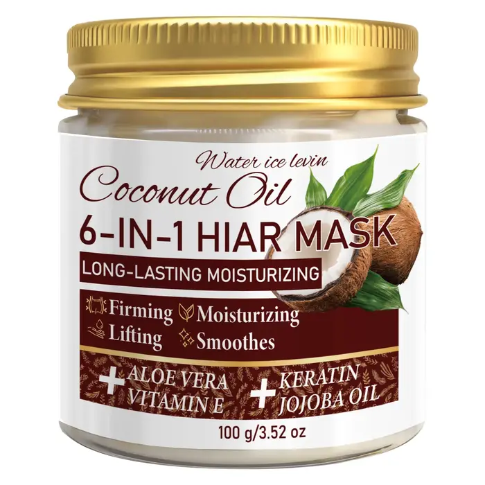Masque capillaire à la noix de coco 6-en-1 avec kératine et huile de jojoba, hydratant et lissant po