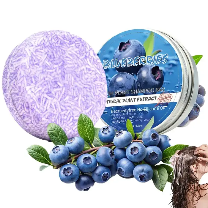 Savon Shampooing Solide Artisanal Myrtille pour Cheveux Fins, Nettoyage en Profondeur, Soin Capillai