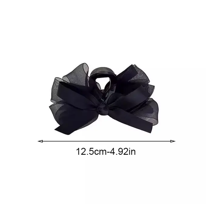 Pince à cheveux avec nœud en maille noire ultra-fantasy, pour l'arrière de la tête, pour cheveux épa