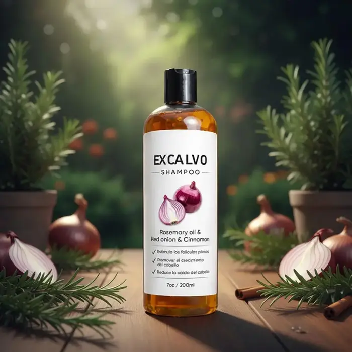 EXCALVO Shampoing naturel à l'oignon pour la croissance des cheveux 200ml Anti-chute Nourrissant Renforce les follicules pileux Soin du cuir chevelu