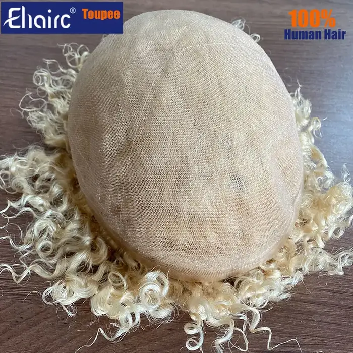 Blond 613 Afro pleine dentelle toupet perruques pour hommes noirs 6