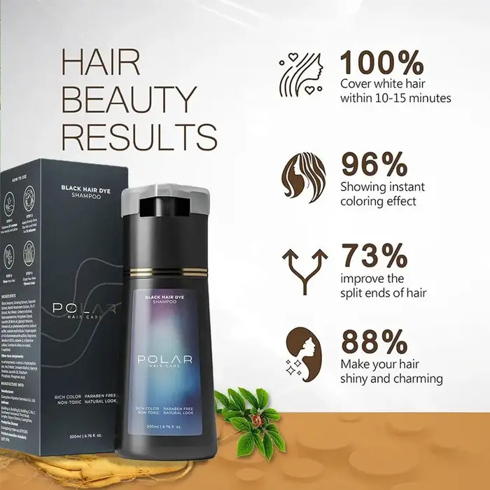 Shampoing de teinture capillaire instantané 3 en 1, shampoing de coloration, nourrissant, teinture de couleur longue durée pour femmes et hommes, couverture des cheveux gris