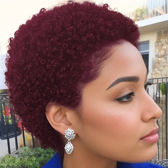 Perruque coupe lutin perruque de cheveux humains perruque courte Afro crépus bouclés perruques pour 