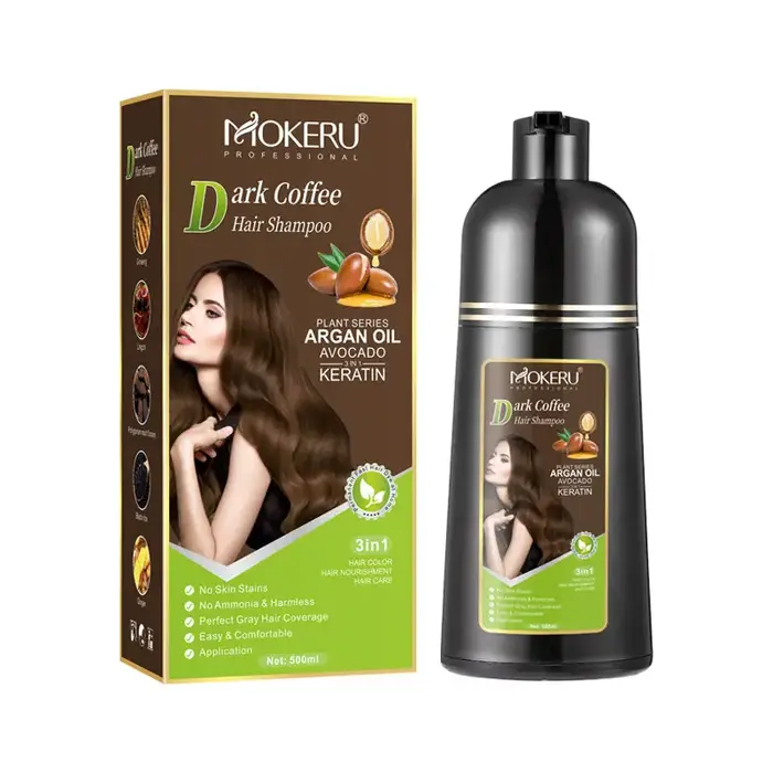 Mokeru Shampoing de coloration de cheveux à la kératine sans ammoniaque Shampooing de teinture
