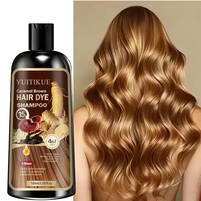 YUITIKUE Shampooing colorant pour cheveux brun caramel