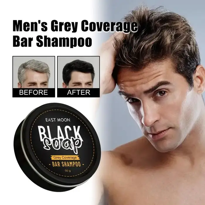 Shampooing Solide Homme East Moon : Nettoie, Nourrit, Hydrate, Assombre et Illumine – Soin du Cuir C