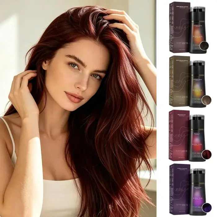 Shampoo colorant capillaire POLRA 3 en 1 200ml, à base de plantes, nourrissant, couvrant les cheveux gris, couleur longue durée, teinture capillaire naturelle