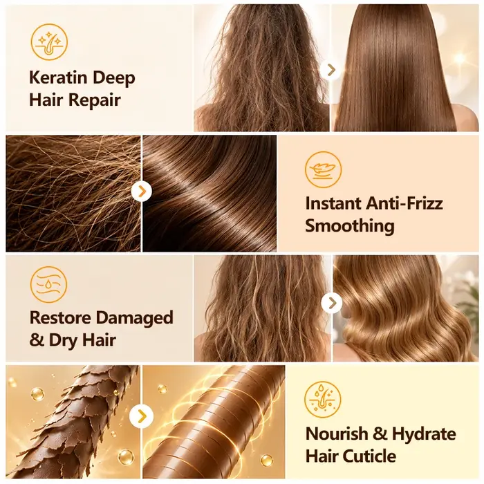Traitement capillaire à la kératine brésilienne PURC pour cheveux bouclés abîmés