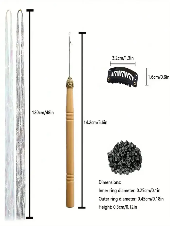 Kit de guirlandes de cheveux synthétiques, 12 pièces, résistantes à la chaleur, scintillantes et bri