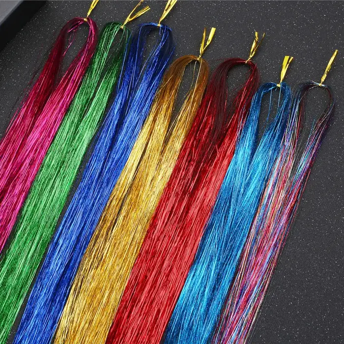 Kit de guirlandes de cheveux synthétiques, 12 pièces, résistantes à la chaleur, scintillantes et bri