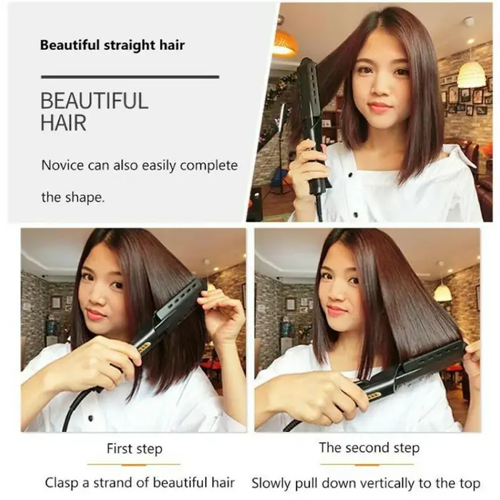 Lisseur de cheveux à quatre réglages de température, en céramique tourmaline ionique, avec plaques l