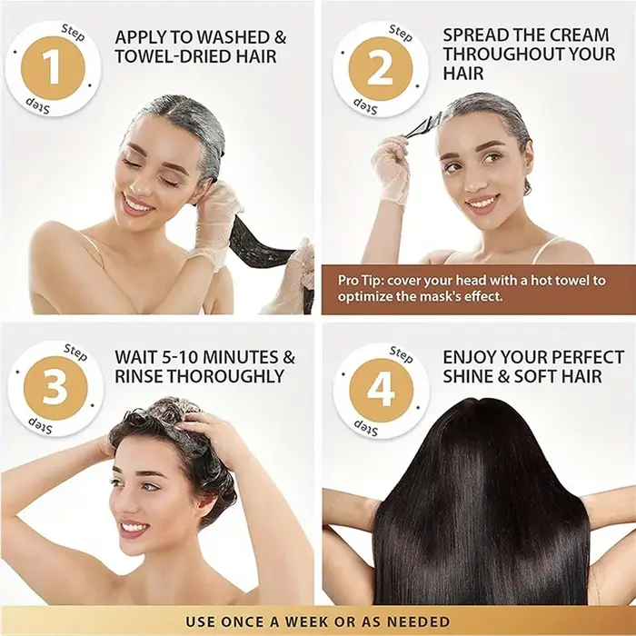 Masque capillaire au collagène et à la kératine GZE – Après-shampooing en profondeur pour cheveux secs – Infusé à