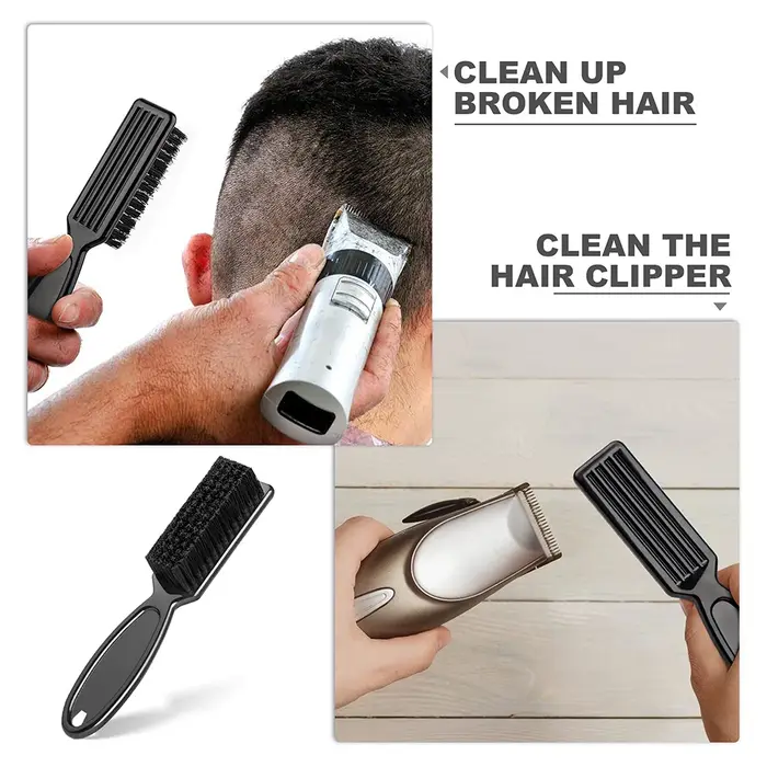 Ensemble de brosses de barbier, plumeau de cou, manche en plastique, brosse de nettoyage de cheveux