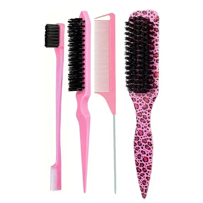 Brosse à cheveux à poils pour coiffure slick back, pour queue de cheval et chignon élégants, et pour