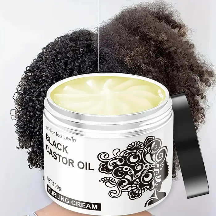 Crème coiffante pour cheveux bouclés à l'huile de ricin noire, améliore la douceur et la douceur des
