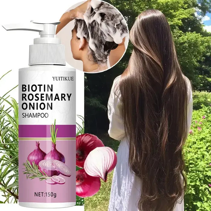 Shampoing à l'oignon au romarin et à la biotine 150 g – Renforce les racines et réduit la chute des