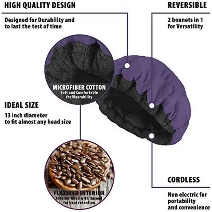 Bonnet chauffant réversible en microcarence de coton