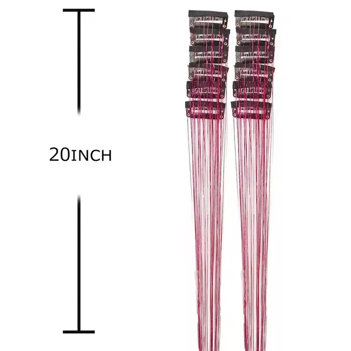 12 pièces cheveux synthétiques Tinsel 20 pouces pince en paillettes Tinsel pince à cheveux dans les