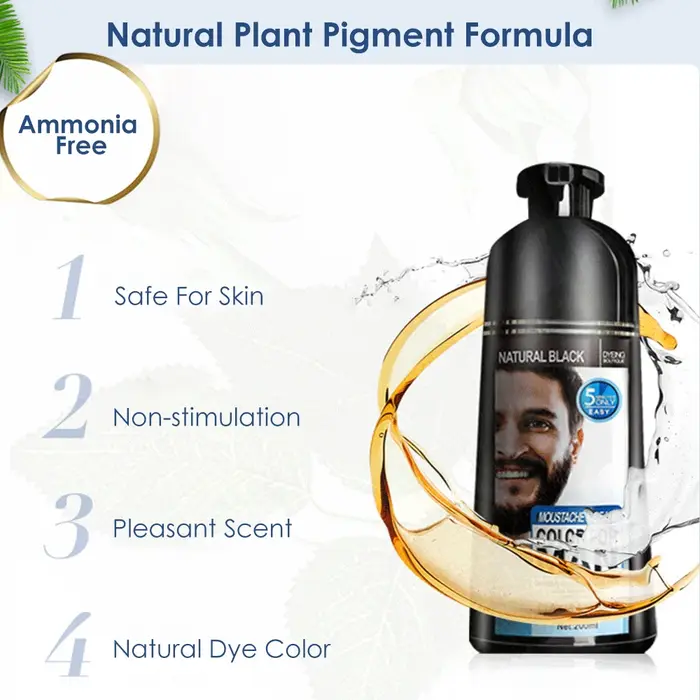 Shampoing de teinture pour barbe noire naturelle