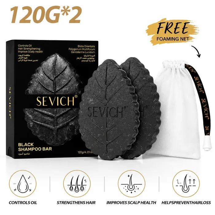Savon Shampoing Solide Couvrant les Cheveux Gris et Blancs, Traitement Colorant Lissant, Nourrissant, Anti-Pelliculaire, Naturel pour Assombrir les Cheveux