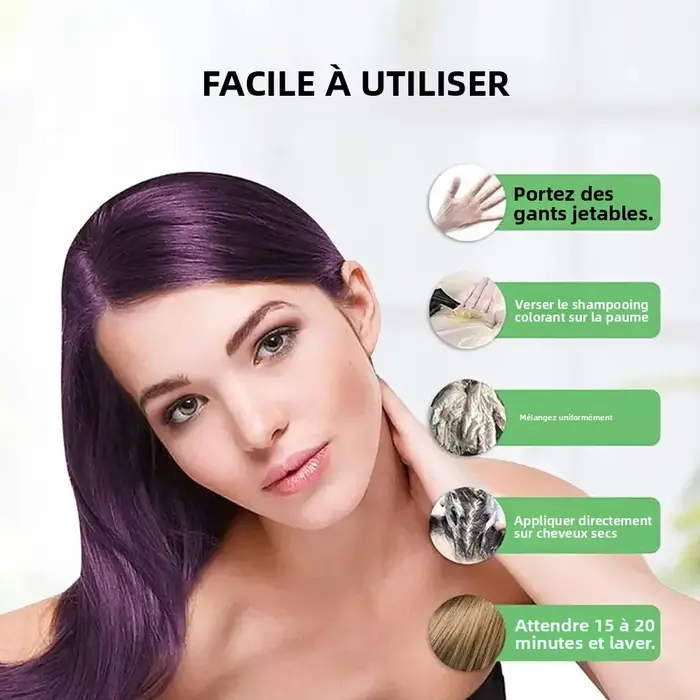 Shampoo colorant pour cheveux 3 en 1