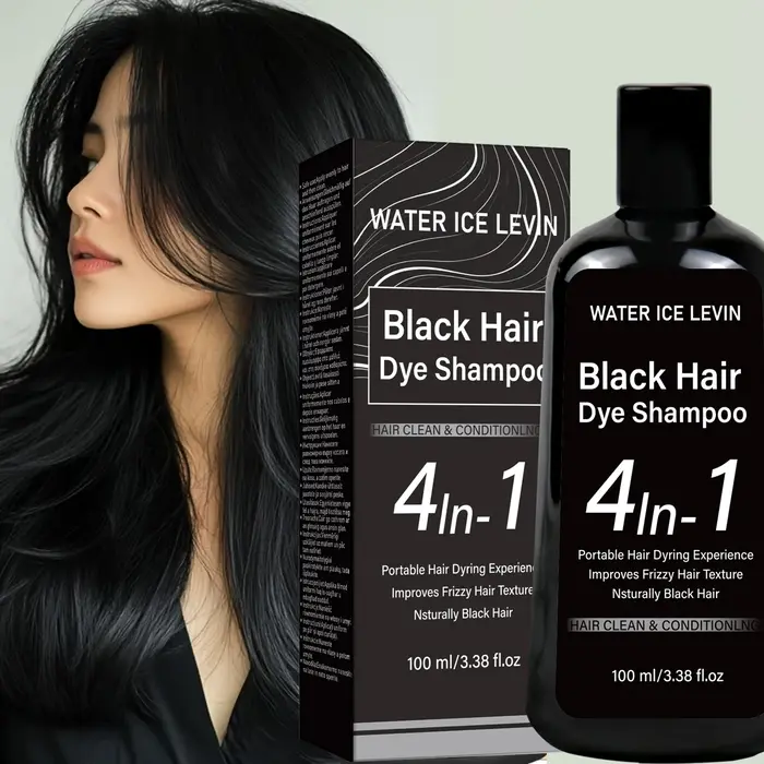 Shampooing colorant pour cheveux noir naturel 4 en 1, avec huile de gingembre et de ginseng, pour lisser les cheveux crépus, portable, doux, 100ml