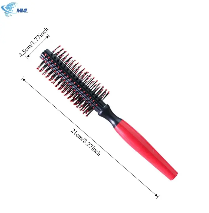 Peigne rond professionnel antistatique à poils cylindriques pour cheveux bouclés, peigne à dents en