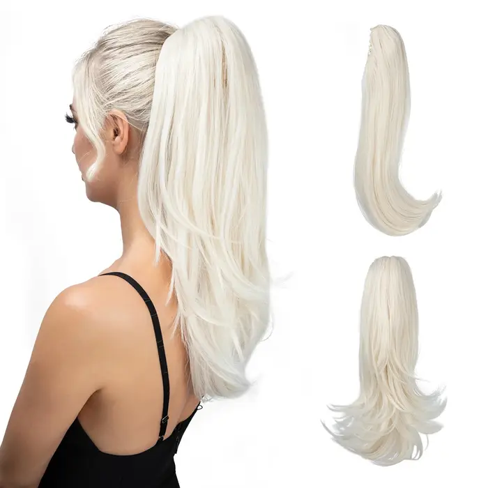 Pince à griffe synthétique en queue de cheval Extensions de cheveux postiche longue soyeuse droite fausse