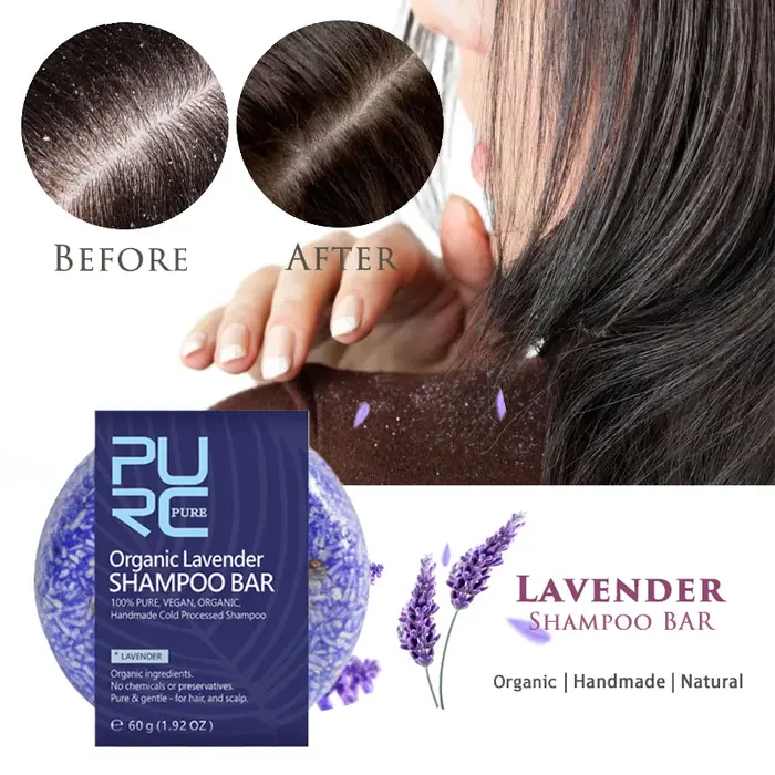 PURC – barre de shampoing biologique faite à la main, 100% Pure, prévient la perte de cheveux, hydra