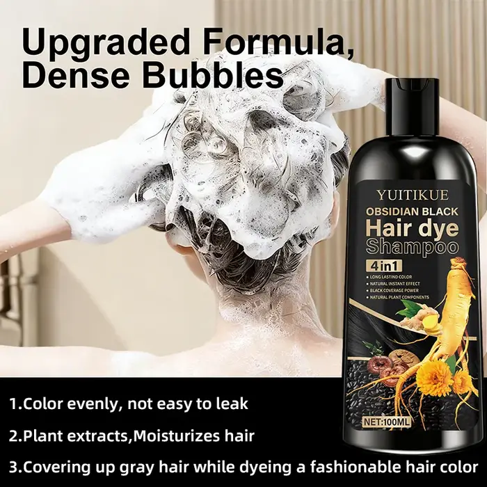Shampoing colorant capillaire noir obsidienne 4 en 1