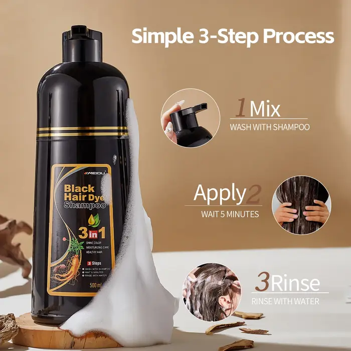 Shampoo colorant capillaire Meidu 3 en 1