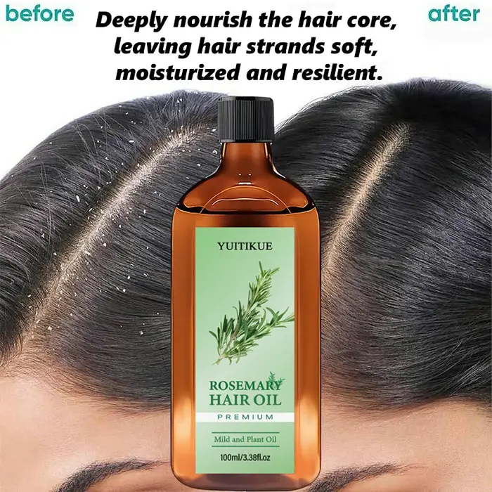 Huile capillaire à la romarin de qualité supérieure YUITIKUE | Formule douce à base de plantes | Pour des cheveux doux